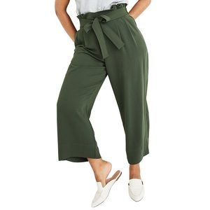 Madewell Olive Green Wide-Leg Paperbag Waist Pants